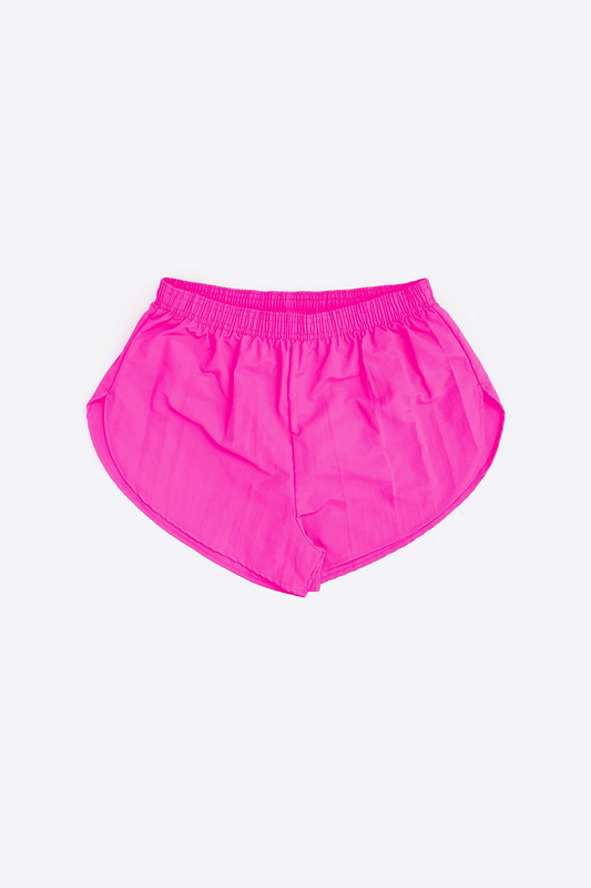 NEON PINK NYLON TAFFETA RUNNING SHORT